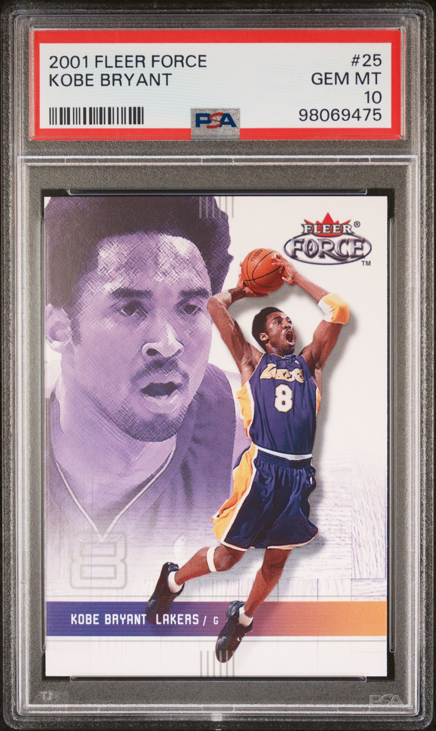 Kobe Bryant 2001 Fleer Force Basketball Card #25 Graded PSA 10 Cert #98069475