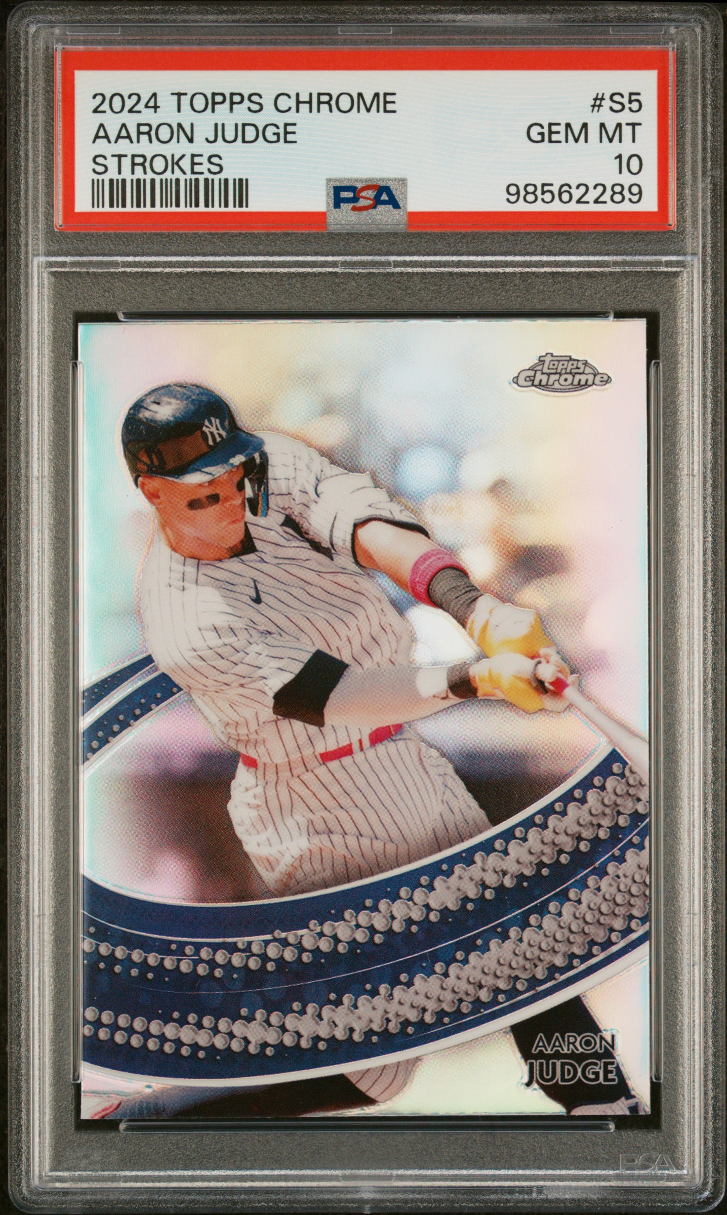 Aaron Judge 2024 Topps Chrome Strokes New York Yankees Baseball Card #S5 Graded PSA 10 Cert #98562289
