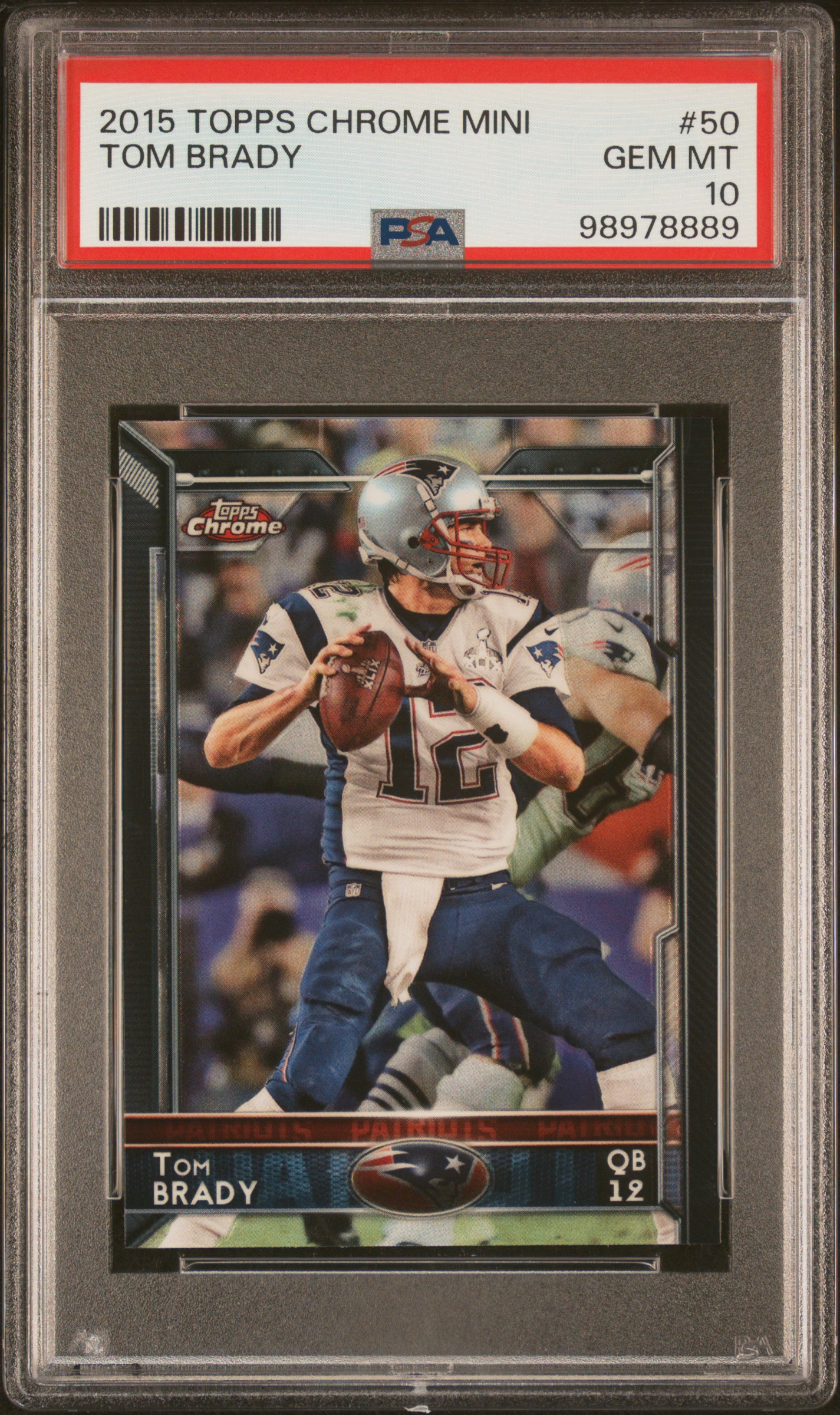Tom Brady 2015 Topps Chrome Mini Football Card #50 Graded PSA 10 Tom Brady 2015 Topps Chrome Mini Football Card #50 Graded PSA 10