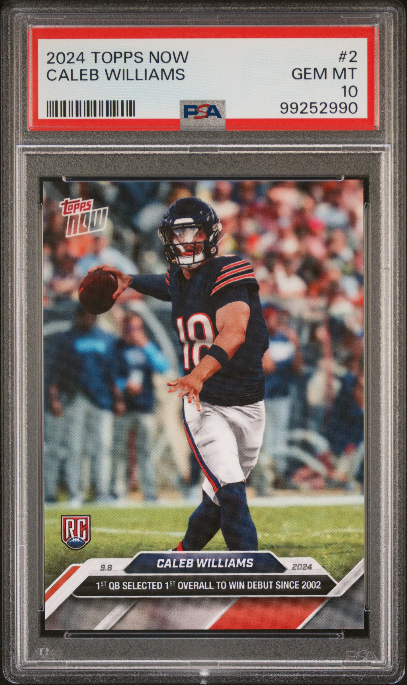 Caleb Williams 2024 Topps Now Football NFL Debut Rookie Card #2 Graded PSA 10 Cert # 99252990 Caleb Williams 2024 Topps Now Football NFL Debut Rookie Card #2 Graded PSA 10 Cert # 99252990