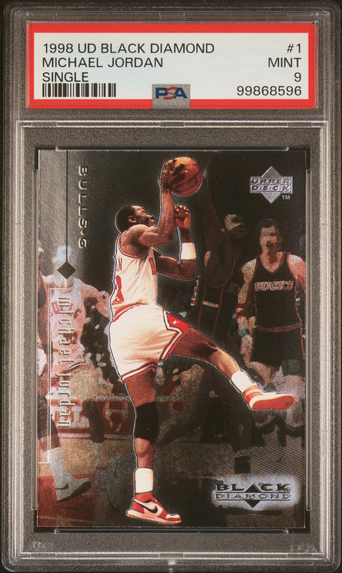 Michael Jordan 1998 Upper Deck Black Diamond Basketball Card #1 Graded PSA 9
