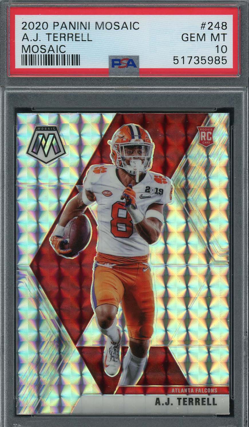 AJ Terrell 2020 Panini Mosaic Football Rookie Card #248 PSA 10 AJ Terrell 2020 Panini Mosaic Football Rookie Card #248 PSA 10
