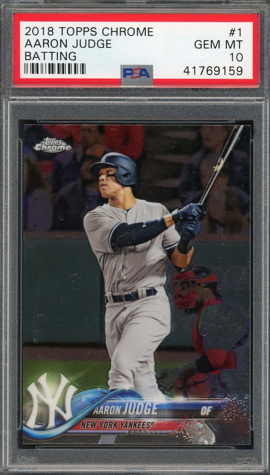 Aaron Judge 2018 Topps Chrome Batting Baseball Card #1 Graded PSA 10