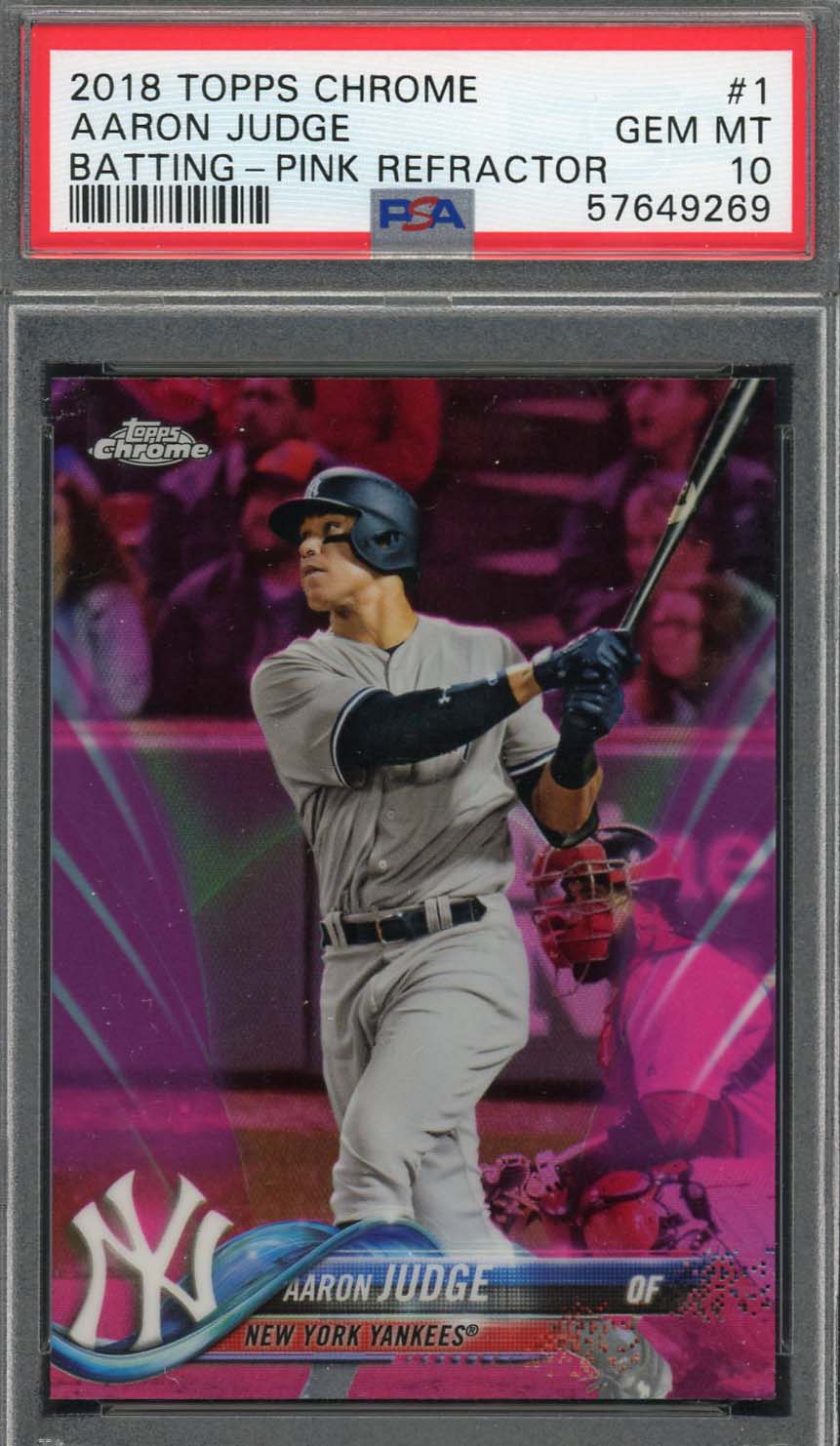 Aaron Judge 2018 Topps Chrome Pink Refractor Baseball Card #1 Graded PSA 10