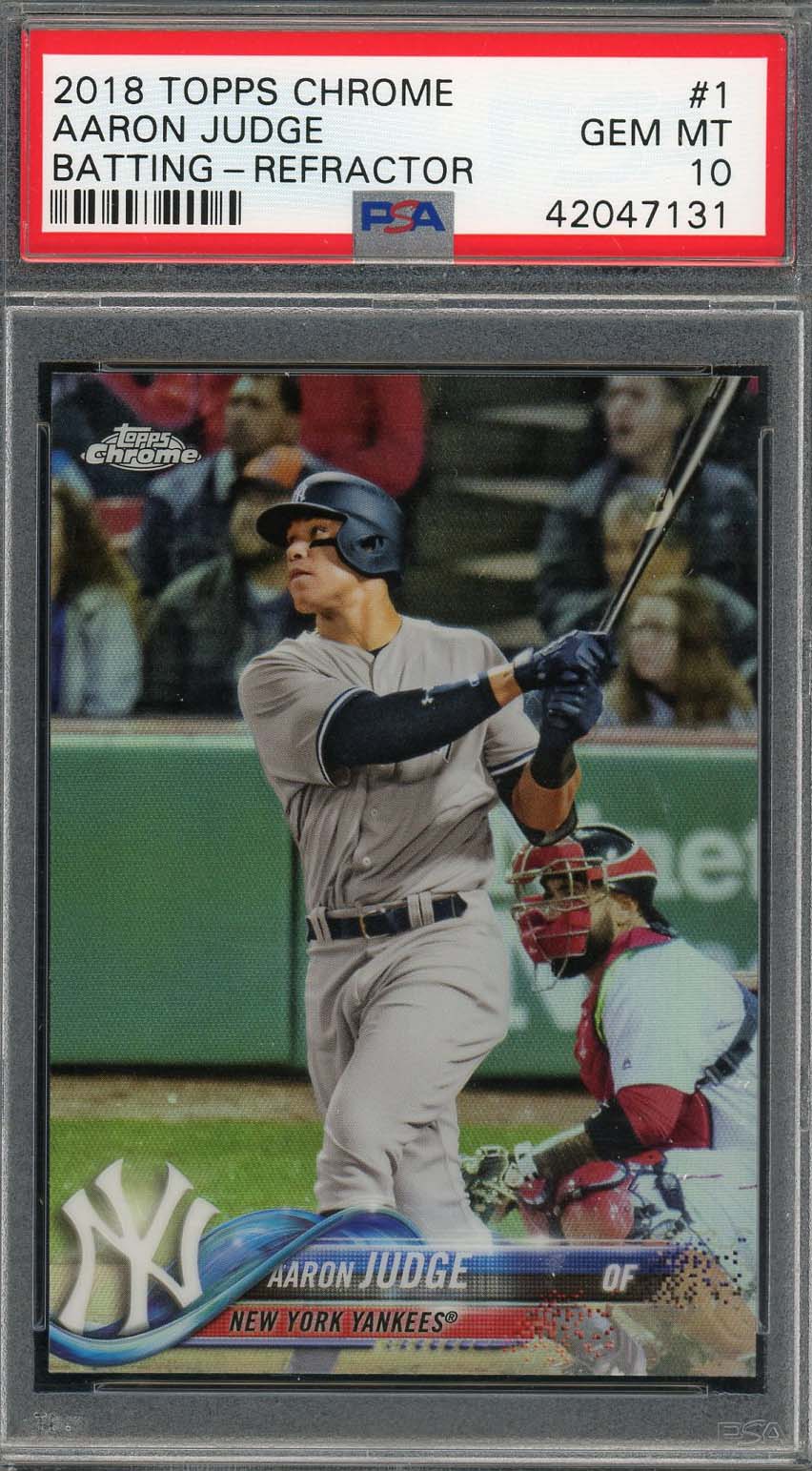 Aaron Judge 2018 Topps Chrome Batting Refractor Baseball Card #1 Graded PSA 10