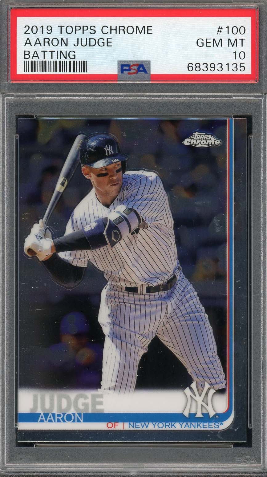 Aaron Judge 2019 Topps Chrome Batting Baseball Card #100 Graded PSA 10 Aaron Judge 2019 Topps Chrome Batting Baseball Card #100 Graded PSA 10