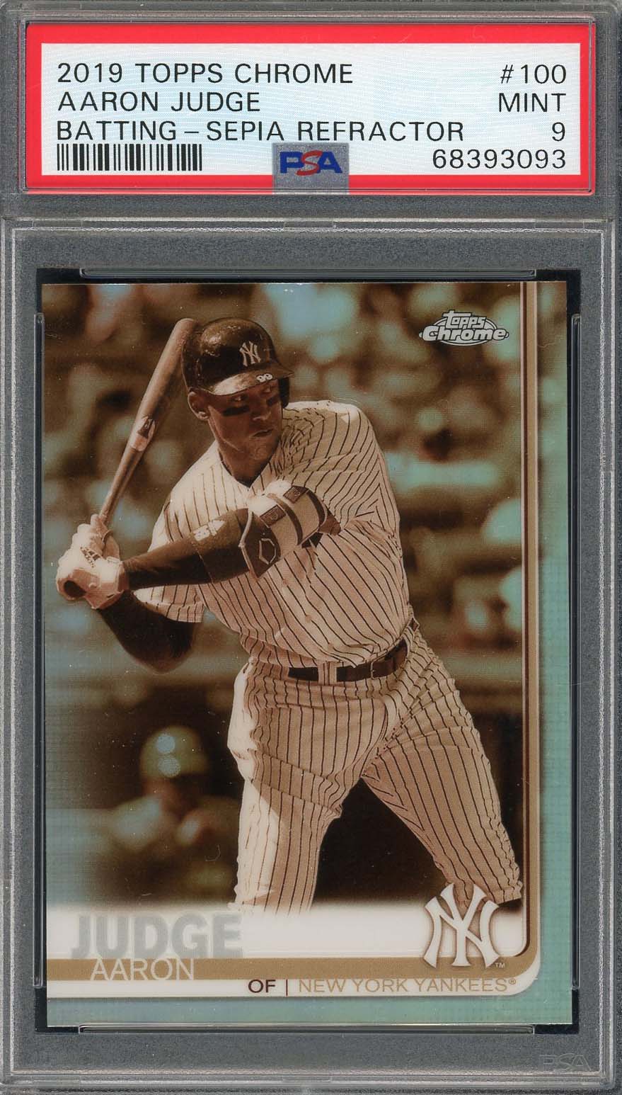 Aaron Judge 2019 Topps Chrome Sepia Refractor Baseball Card #100 Graded PSA 9 Aaron Judge 2019 Topps Chrome Sepia Refractor Baseball Card #100 Graded PSA 9