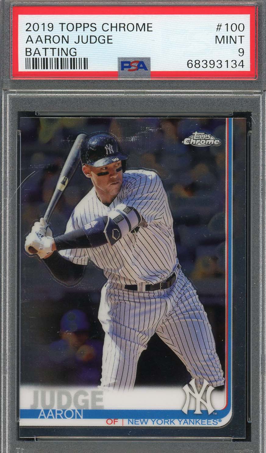 Aaron Judge 2019 Topps Chrome Batting Baseball Card #100 Graded PSA 9 Aaron Judge 2019 Topps Chrome Batting Baseball Card #100 Graded PSA 9