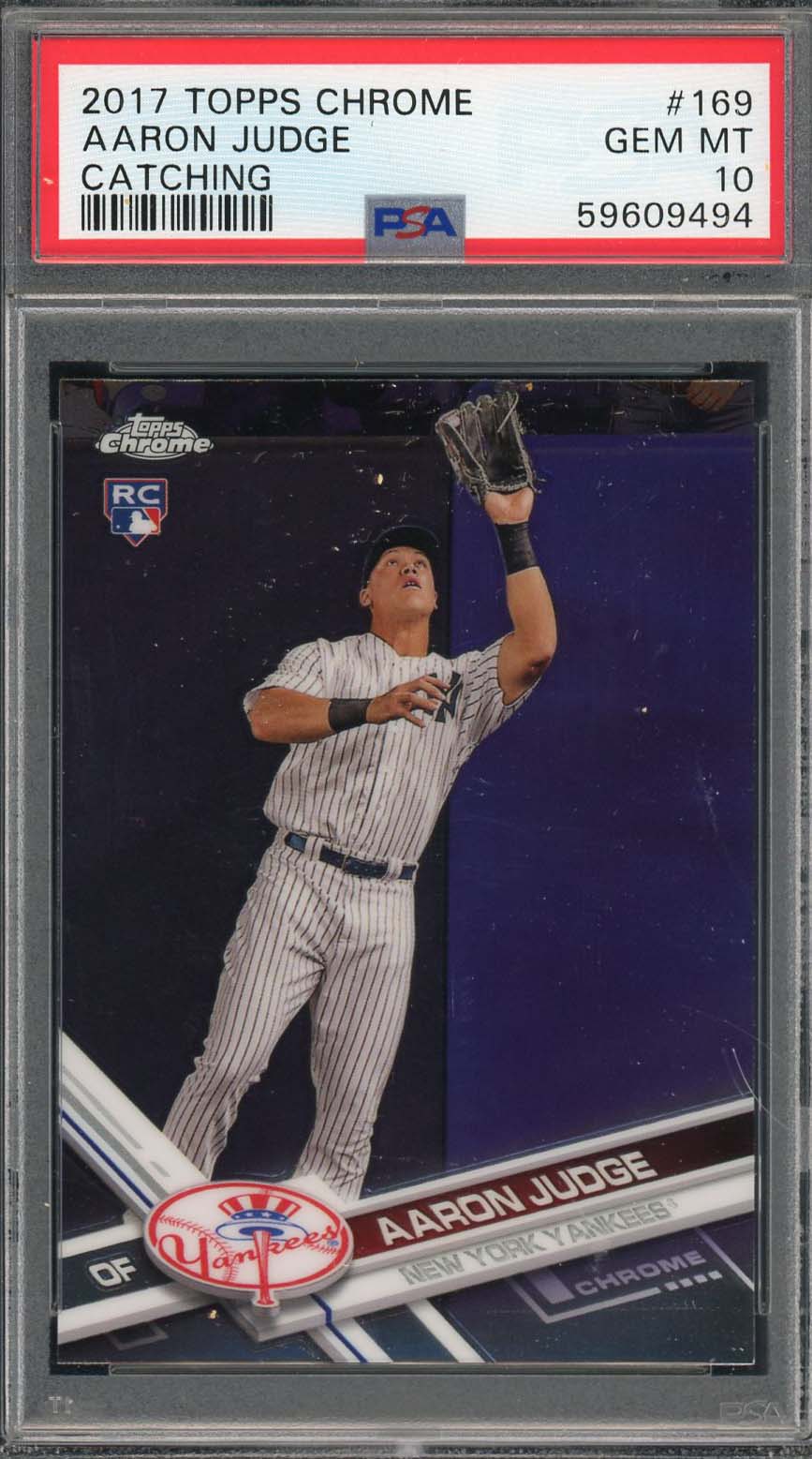 Aaron Judge 2017 Topps Chrome Baseball Rookie Card RC #169 Graded PSA 10 Aaron Judge 2017 Topps Chrome Baseball Rookie Card RC #169 Graded PSA 10