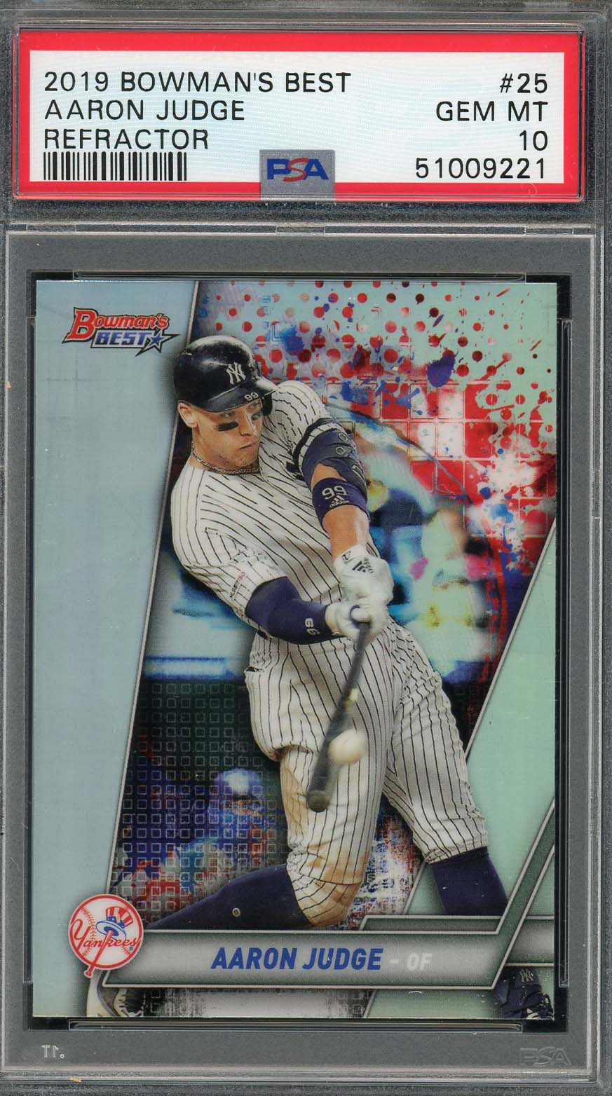Aaron Judge 2019 Bowman's Best Refractor Baseball Card #25 Graded PSA 10