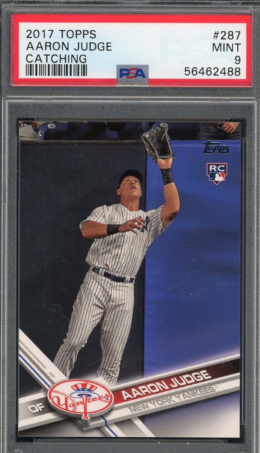 Aaron Judge 2017 Topps Catching Baseball Rookie Card RC #287 Graded PSA 9 Aaron Judge 2017 Topps Catching Baseball Rookie Card RC #287 Graded PSA 9