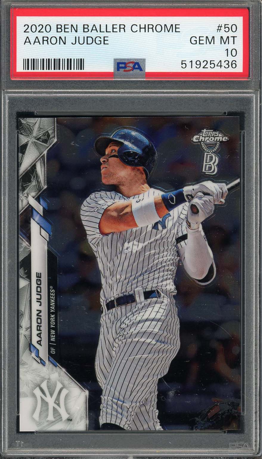 Aaron Judge 2020 Topps Chrome Ben Baller Baseball Card #50 Graded PSA 10 Aaron Judge 2020 Topps Chrome Ben Baller Baseball Card #50 Graded PSA 10