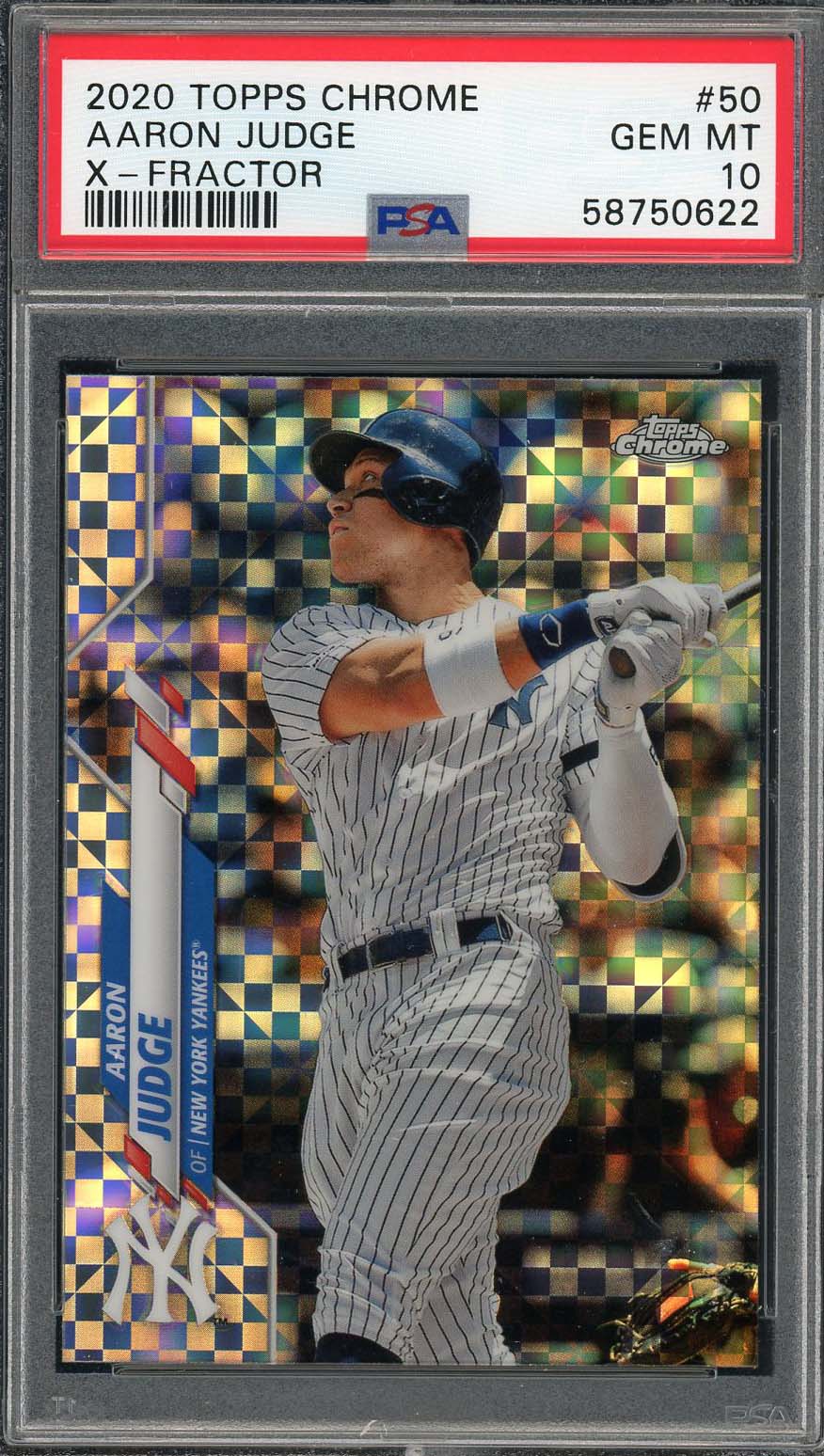 Aaron Judge 2020 Topps Chrome X-Fractor Baseball Card #50 Graded PSA 10 Aaron Judge 2020 Topps Chrome X-Fractor Baseball Card #50 Graded PSA 10