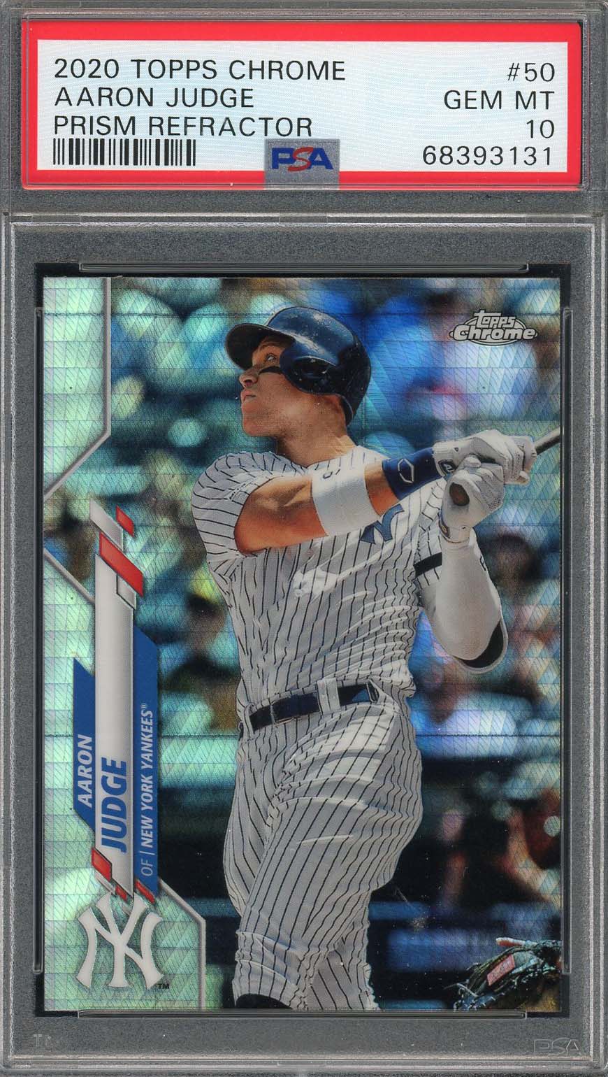 Aaron Judge 2020 Topps Chrome Prism Refractor Baseball Card #50 Graded PSA 10 Aaron Judge 2020 Topps Chrome Prism Refractor Baseball Card #50 Graded PSA 10