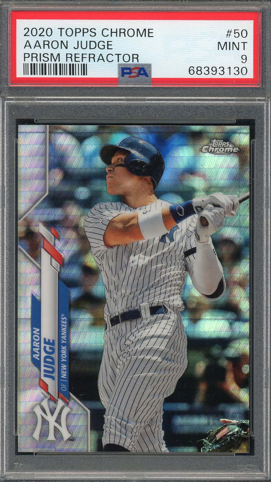 Aaron Judge 2020 Topps Chrome Prism Refractor Baseball Card #50 Graded PSA 9 Aaron Judge 2020 Topps Chrome Prism Refractor Baseball Card #50 Graded PSA 9