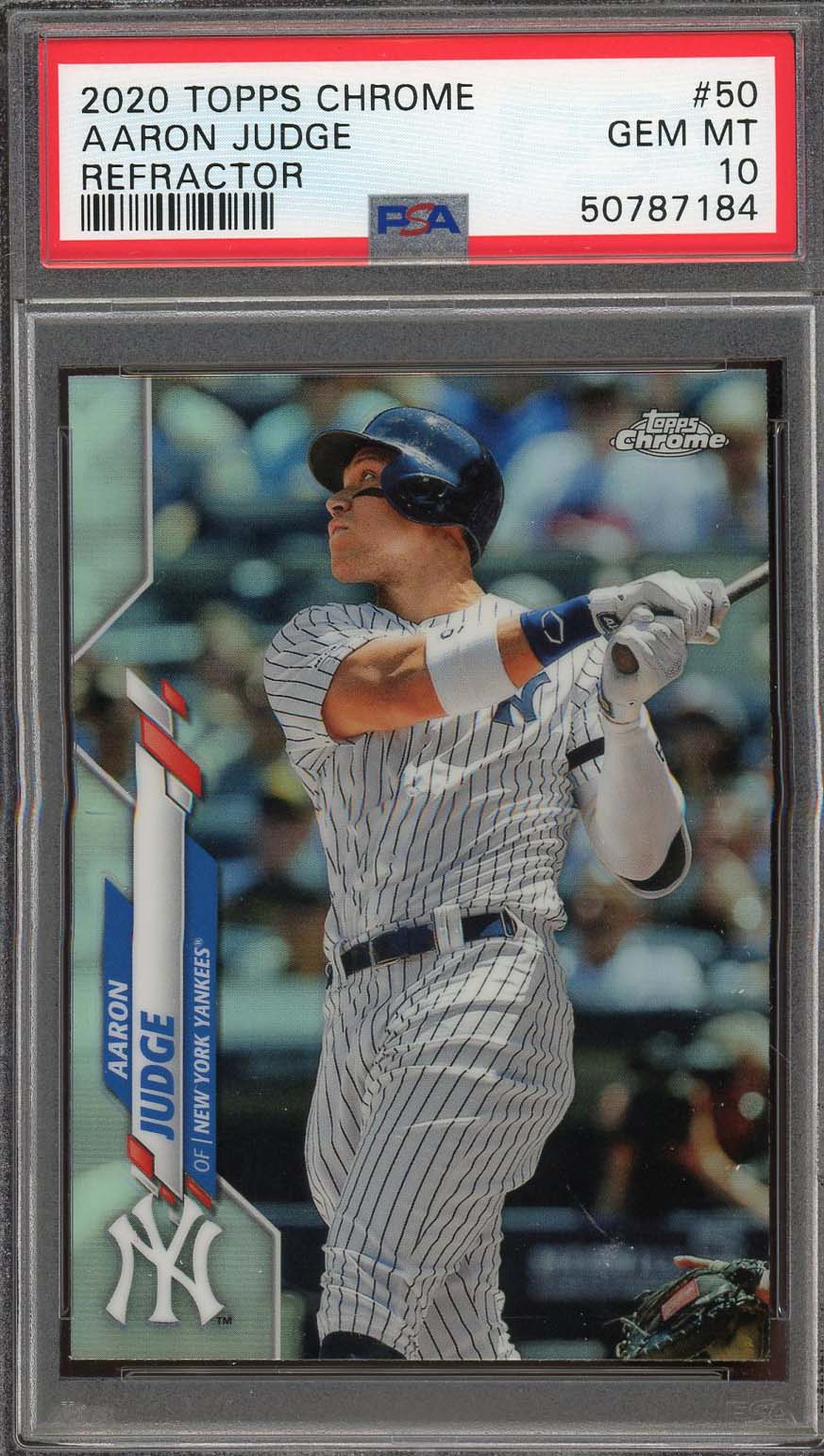 Aaron Judge 2020 Topps Chrome Refractor Baseball Card #50 Graded PSA 10