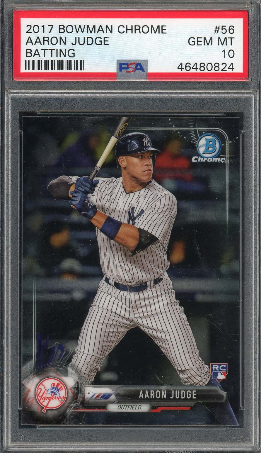Aaron Judge 2017 Bowman Chrome Batting Baseball Rookie Card RC #56 Graded PSA 10 Aaron Judge 2017 Bowman Chrome Batting Baseball Rookie Card RC #56 Graded PSA 10