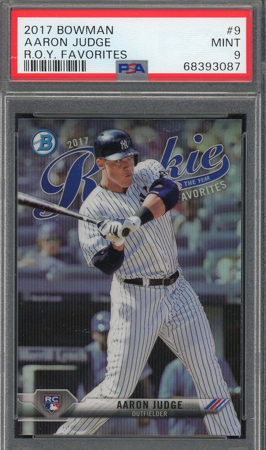 Aaron Judge 2017 Bowman ROY Favorites Baseball Rookie Card RC #9 Graded PSA 9 Aaron Judge 2017 Bowman ROY Favorites Baseball Rookie Card RC #9 Graded PSA 9
