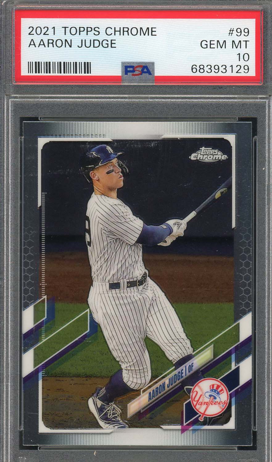 Aaron Judge 2021 Topps Chrome Baseball Card #99 Graded PSA 10 Aaron Judge 2021 Topps Chrome Baseball Card #99 Graded PSA 10