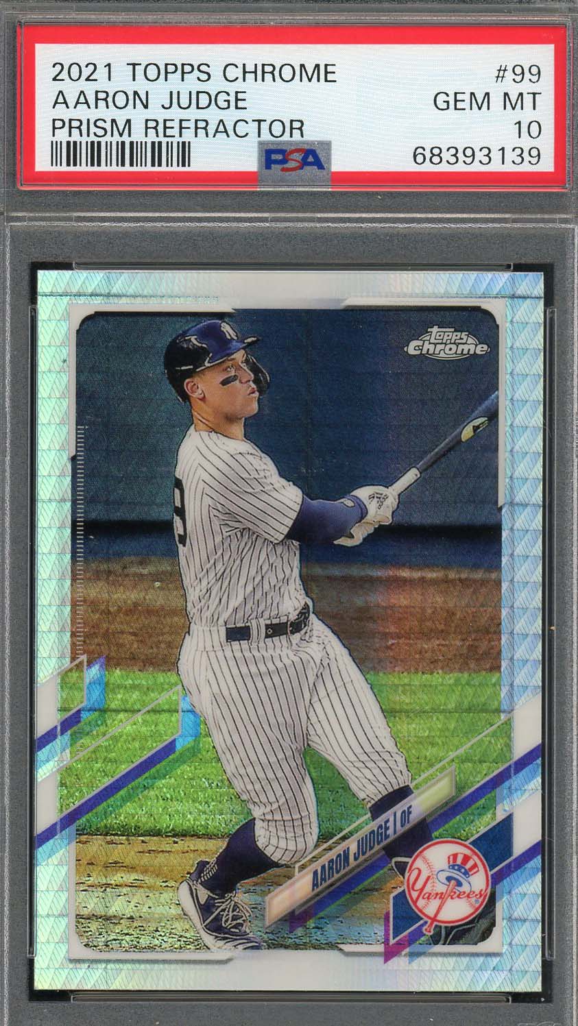 Aaron Judge 2021 Topps Chrome Prism Refractor Baseball Card #99 Graded PSA 10 Aaron Judge 2021 Topps Chrome Prism Refractor Baseball Card #99 Graded PSA 10