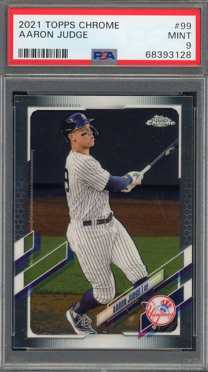 Aaron Judge 2021 Topps Chrome Baseball Card #99 Graded PSA 9 Aaron Judge 2021 Topps Chrome Baseball Card #99 Graded PSA 9