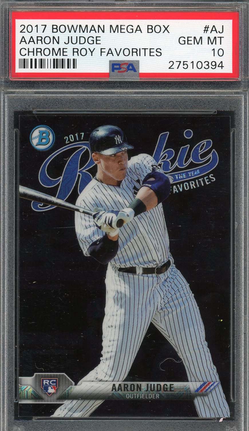 Aaron Judge 2017 Bowman Mega Box Chrome Baseball Rookie Card #AJ Graded PSA 10 Aaron Judge 2017 Bowman Mega Box Chrome Baseball Rookie Card #AJ Graded PSA 10