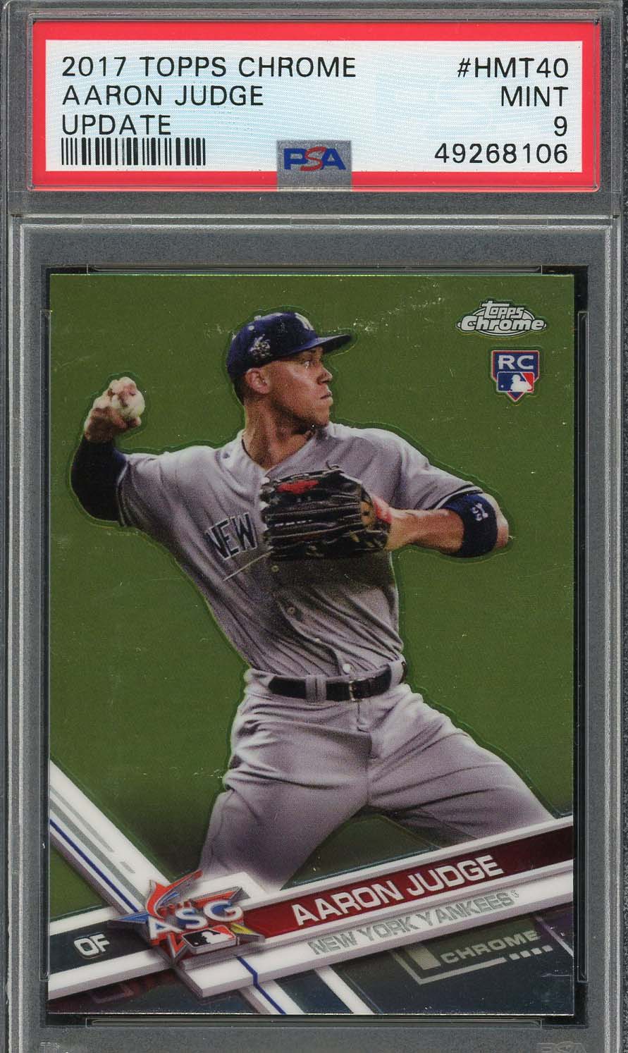 Aaron Judge 2017 Topps Chrome Update Baseball Rookie Card #HMT40 Graded PSA 9