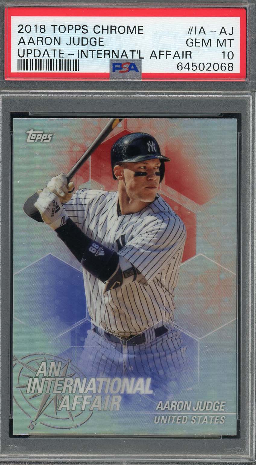 Aaron Judge 2018 Topps Chrome International Affair Card #IA-AJ Graded PSA 10 Aaron Judge 2018 Topps Chrome International Affair Card #IA-AJ Graded PSA 10