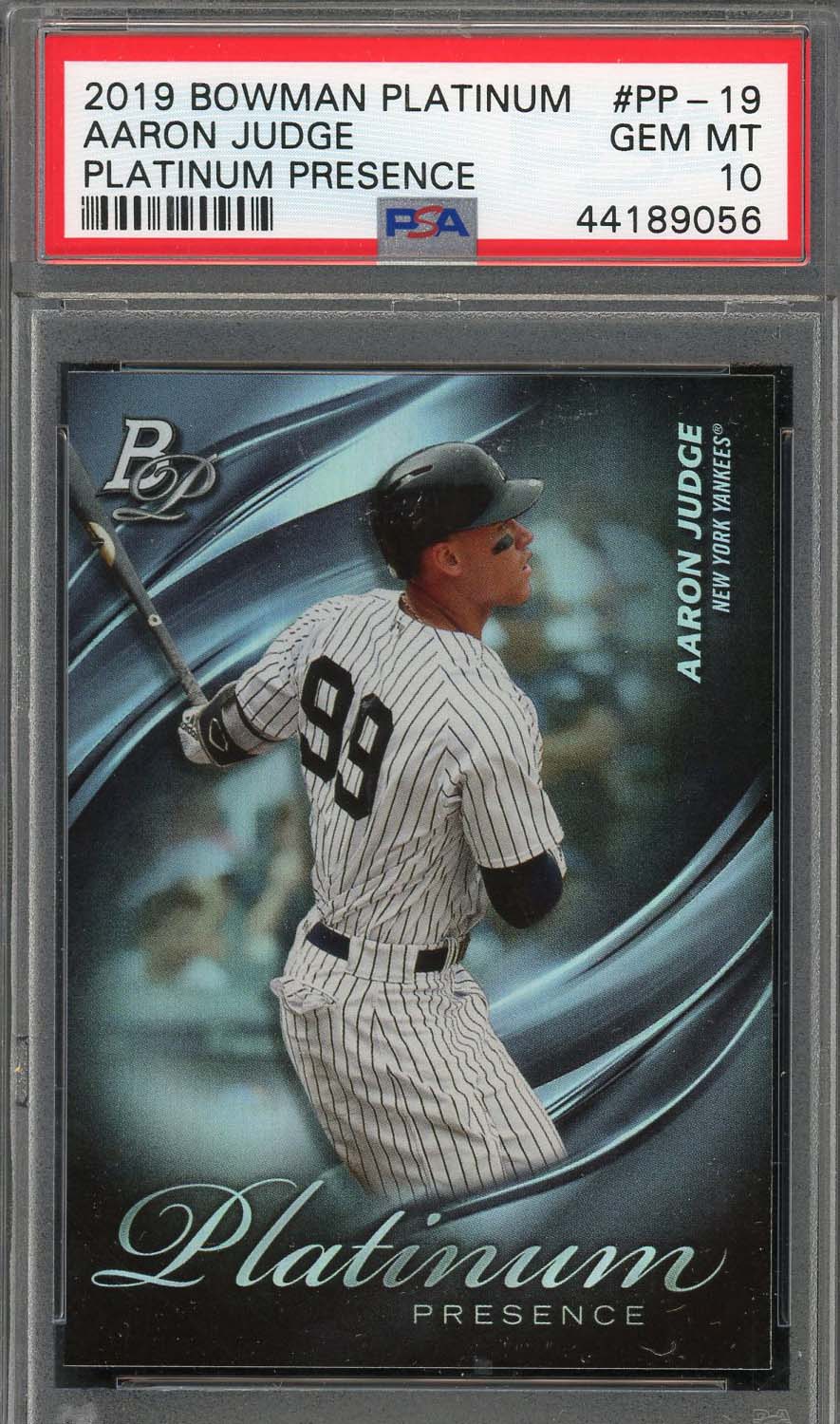 Aaron Judge 2019 Bowman Platinum Presence Baseball Card #PP-19 Graded PSA 10 Aaron Judge 2019 Bowman Platinum Presence Baseball Card #PP-19 Graded PSA 10