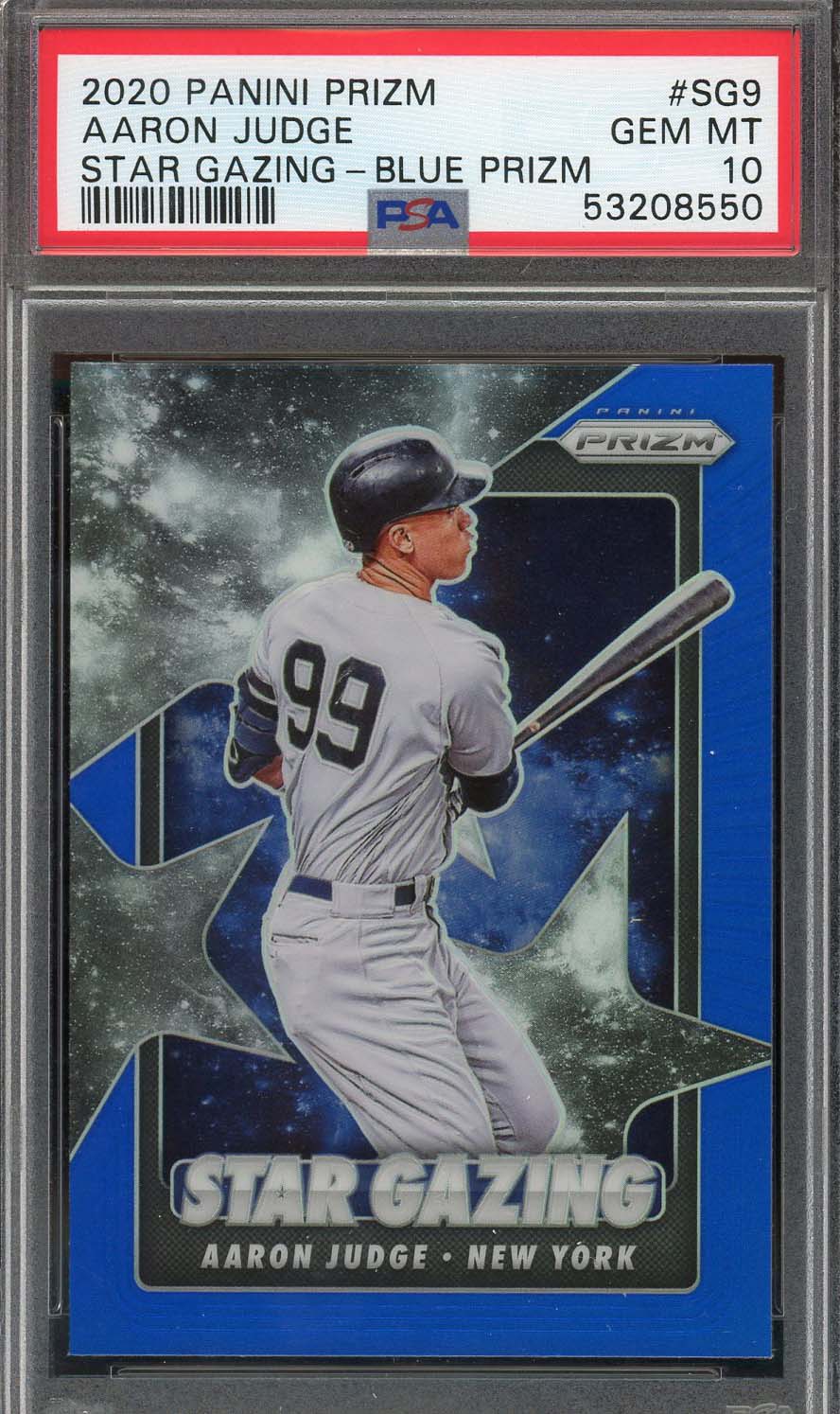 Aaron Judge 2020 Panini Prizm Star Gazing Blue Baseball Card #SG9 Graded PSA 10