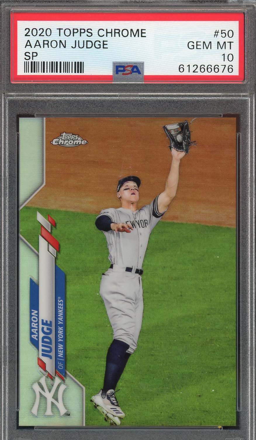 Aaron Judge 2020 Topps Chrome SP Baseball Card #50 Graded PSA 10