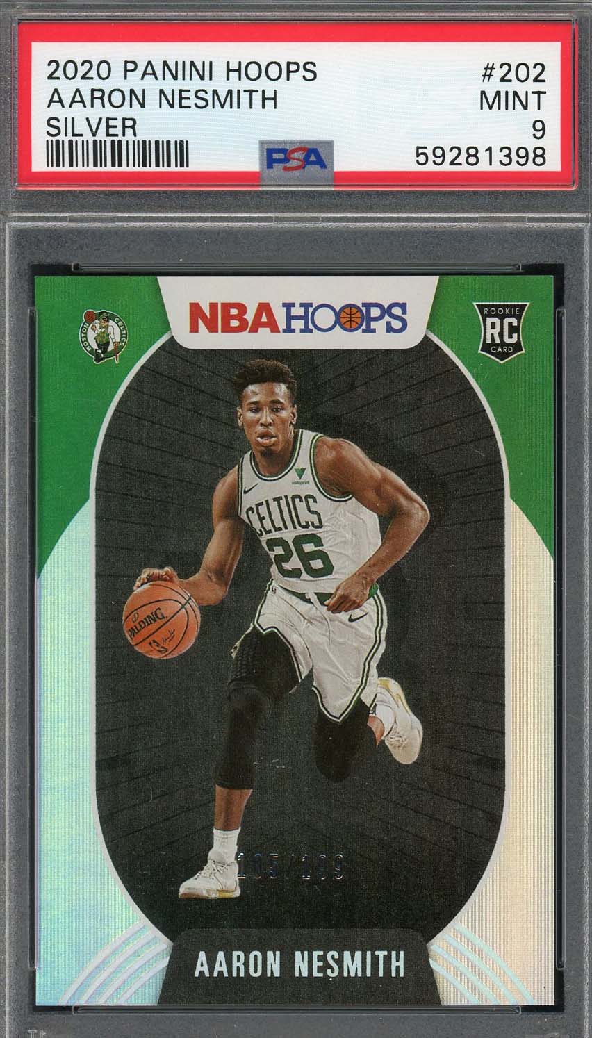 Aaron Nesmith 2020 Panini Hoops Silver Basketball Rookie Card #202 Graded PSA 9