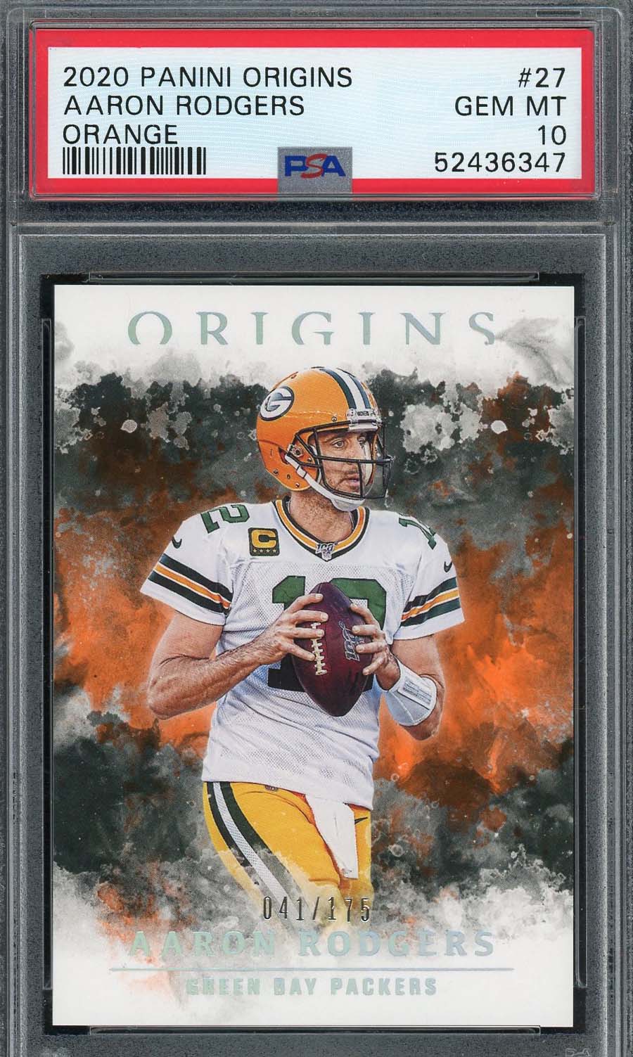 Aaron Rodgers 2020 Panini Origins Orange Football Card #27 Graded PSA 10 /175
