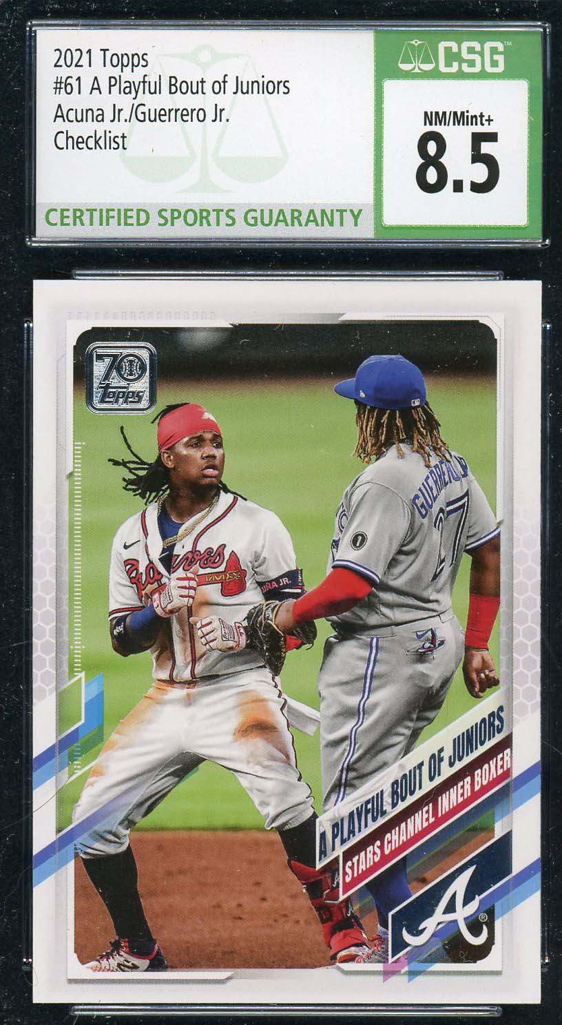 Ronald Acuna Jr / Vladimir Guerrero Jr 2021 Topps Baseball Card #61 CSG 8.5