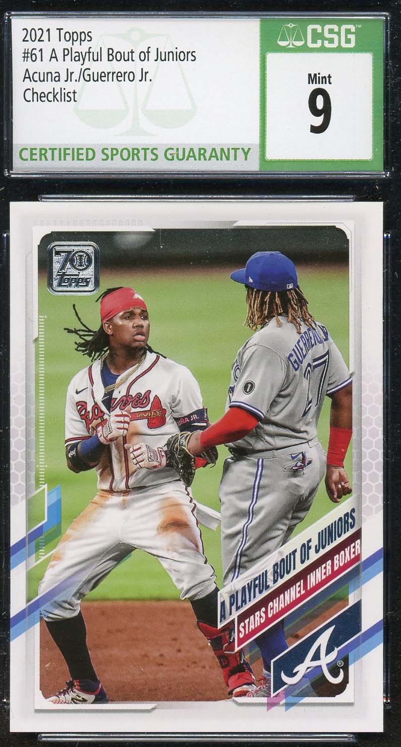 Ronald Acuna Jr / Vladimir Guerrero Jr 2021 Topps Baseball Card #61 CSG 9