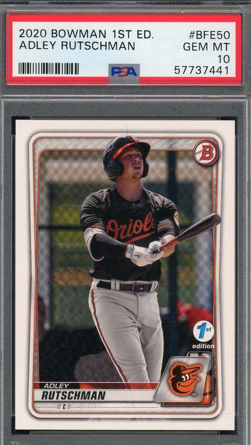 Adley Rutschman 2020 Bowman 1st Edition Baseball Rookie Card BFE50 Graded PSA 10