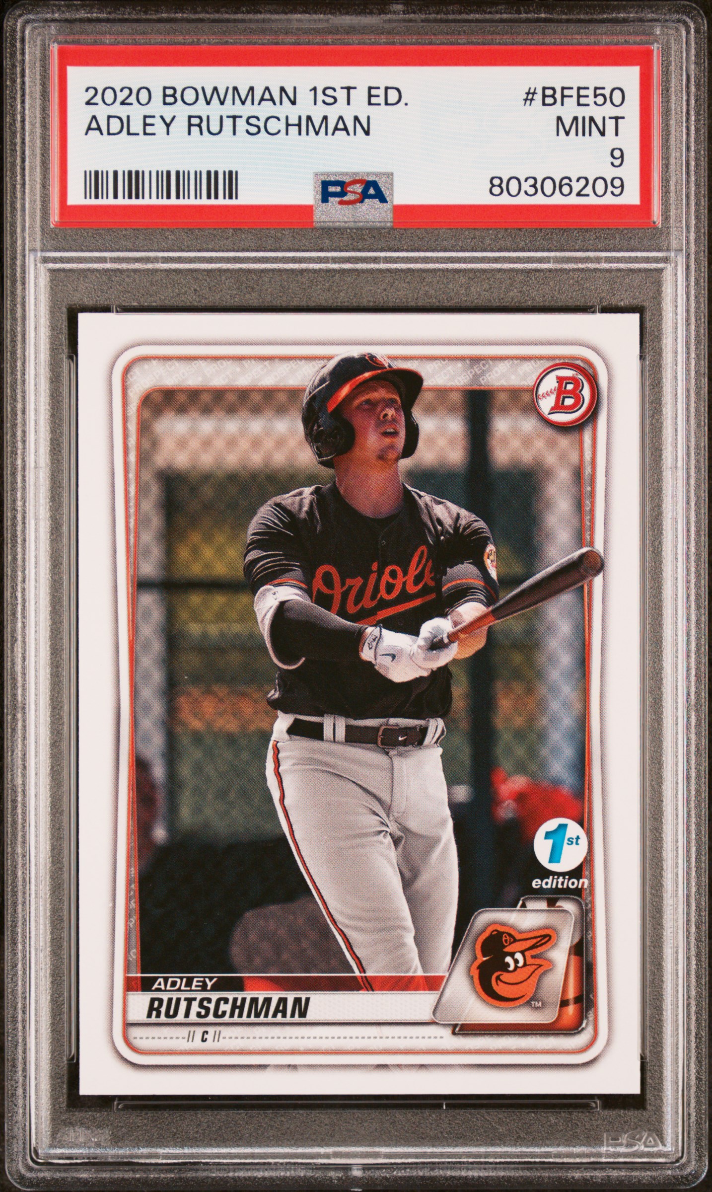 Adley Rutschman 2020 Bowman 1st Edition Baseball Rookie Card BFE50 Graded PSA 9