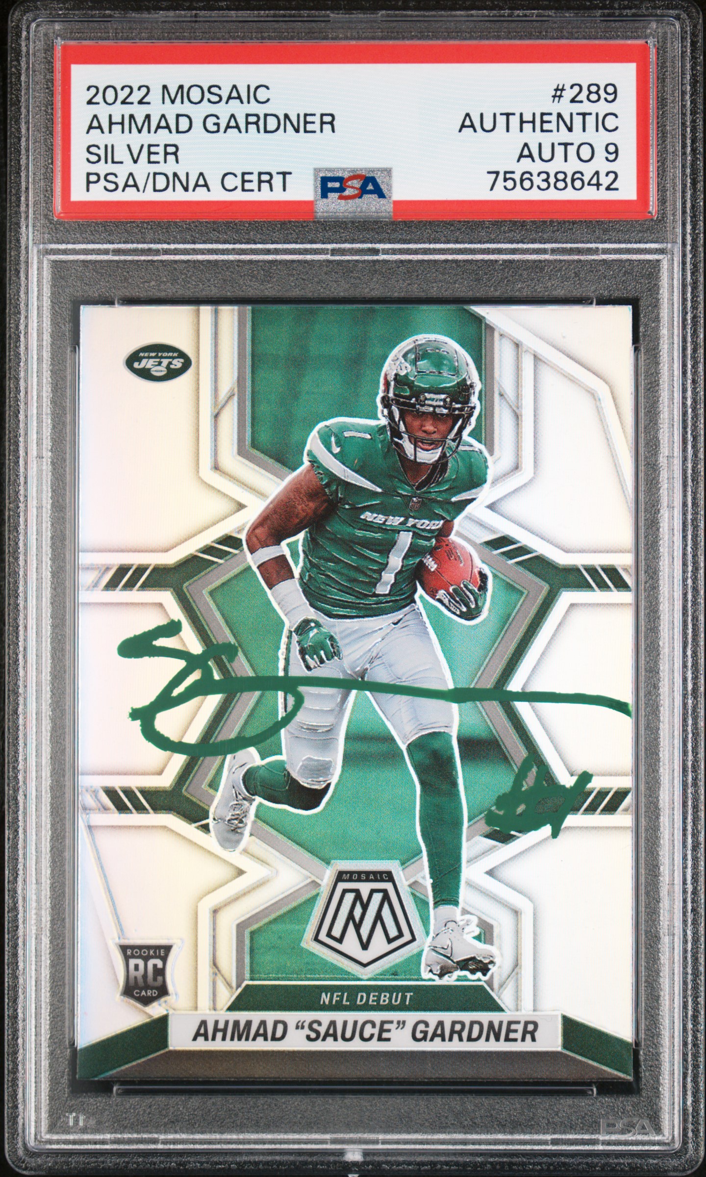 Ahmad Sauce Gardner 2022 Panini Mosaic Silver Signed Rookie Card #289 Auto PSA 9