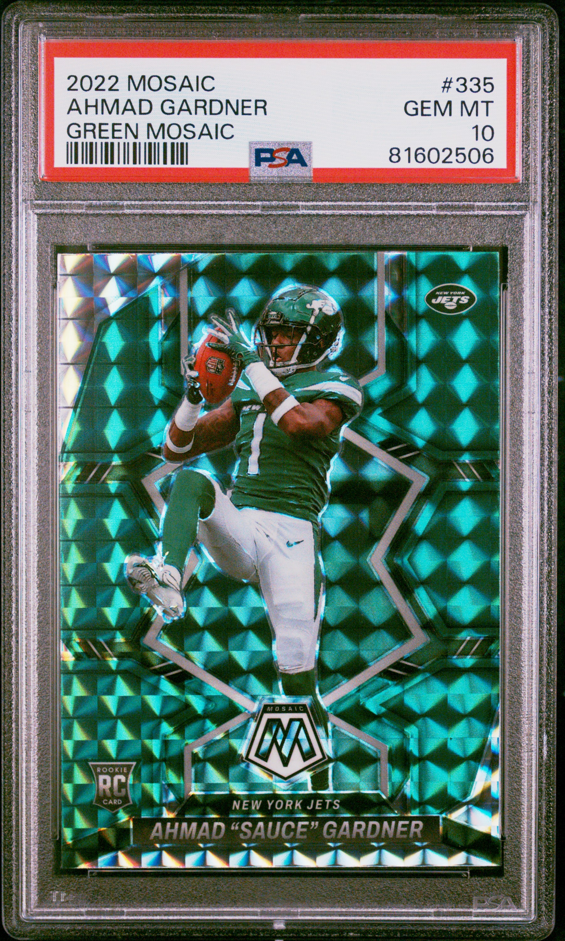 Ahmad Sauce Gardner 2022 Panini Mosaic Green Rookie Card #335 Graded PSA 10