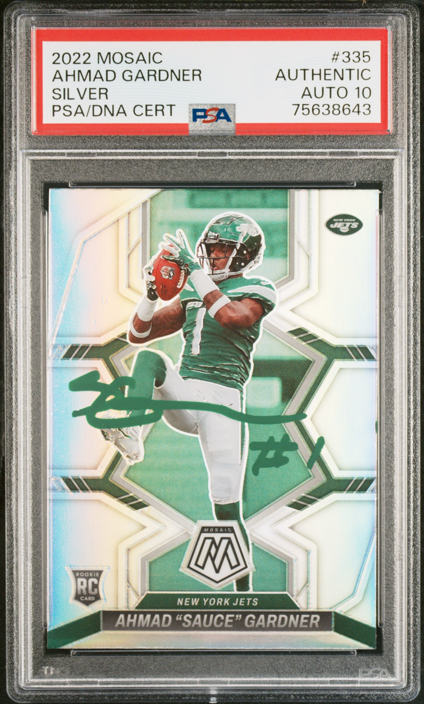 Ahmad Sauce Gardner 2022 Panini Mosaic Silver Signed Rookie Card 335 Auto PSA 10
