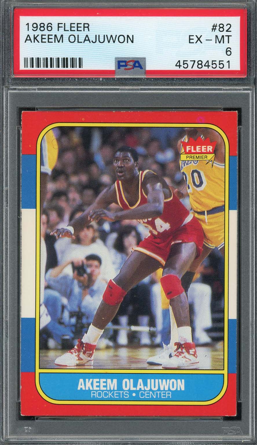 Hakeem Olajuwon 1986 Fleer Basketball Rookie Card #82 Graded PSA 6