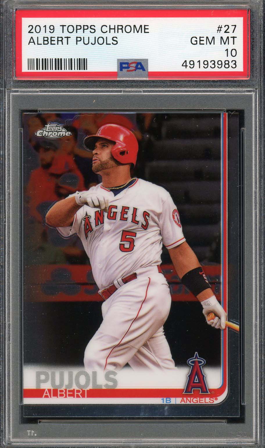 Albert Pujols 2019 Topps Chrome Baseball Card #27 Graded PSA 10 GEM MINT