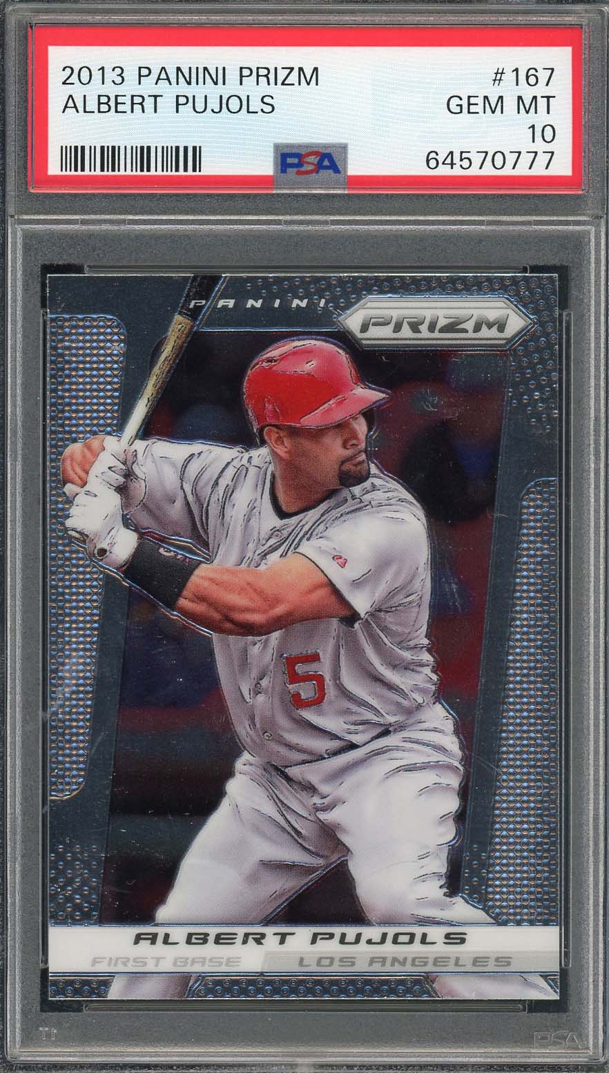 Albert Pujols 2013 Panini Prizm Baseball Card #167 Graded PSA 10
