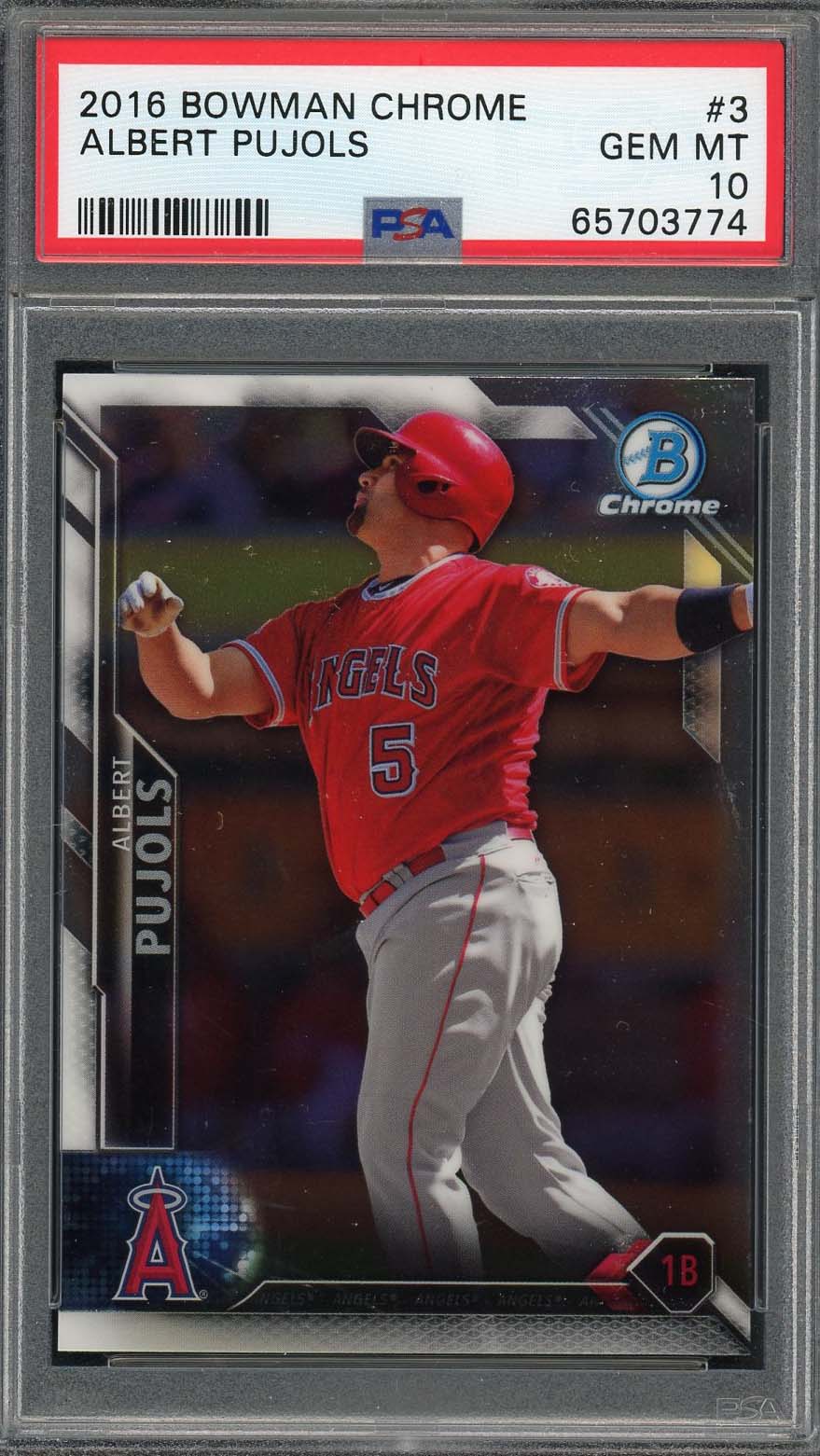Albert Pujols 2016 Bowman Chrome Baseball Card #3 Graded PSA 10