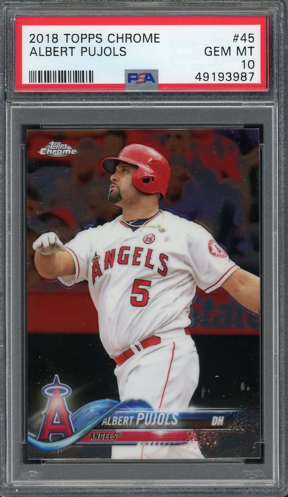 Albert Pujols 2018 Topps Chrome Baseball Card #45 Graded PSA 10 GEM MINT