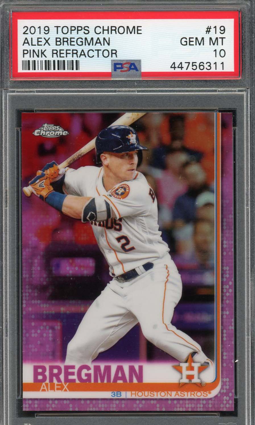 Alex Bregman 2019 Topps Chrome Pink Refractor Baseball Card #19 Graded PSA 10 GEM MINT