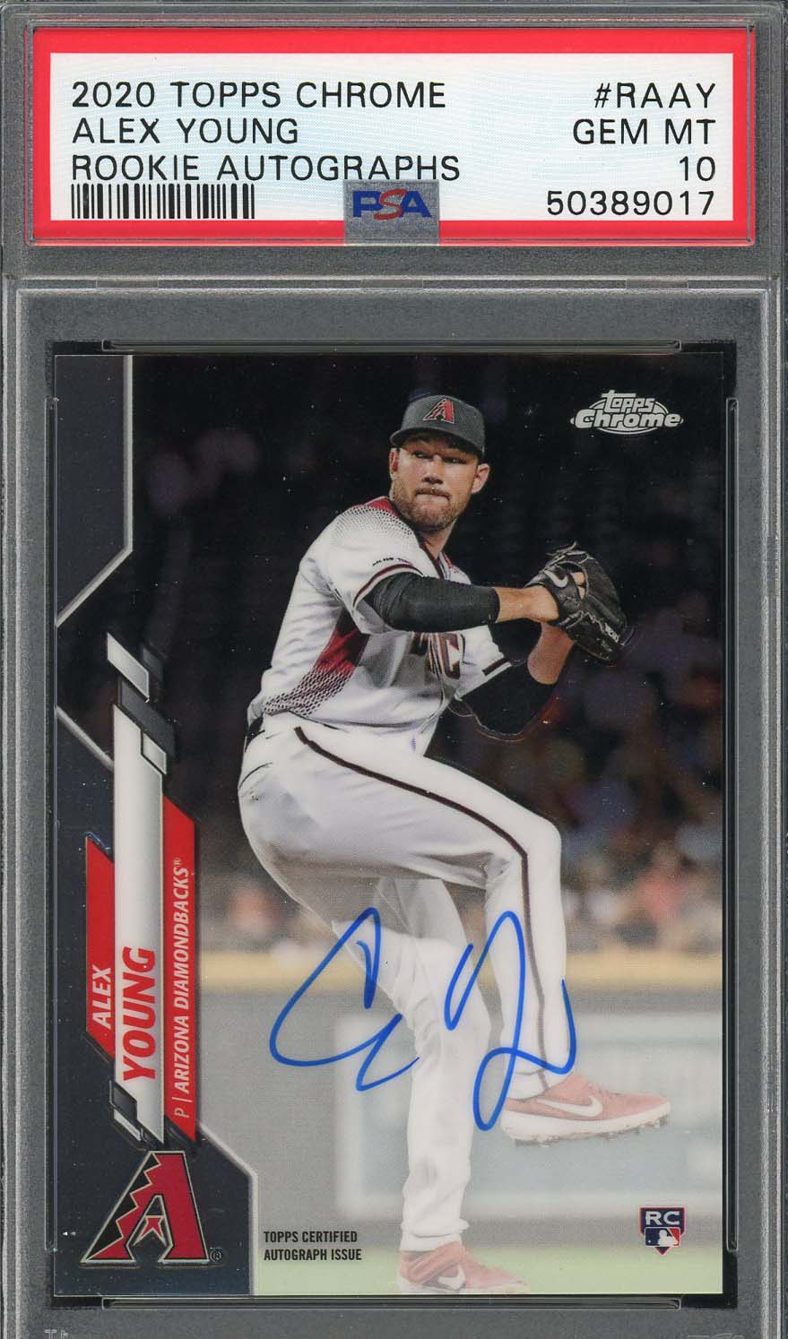 Alex Young 2020 Topps Chrome Rookie Autographs Baseball Card RC #RAAY Graded PSA 10 GEM MINT