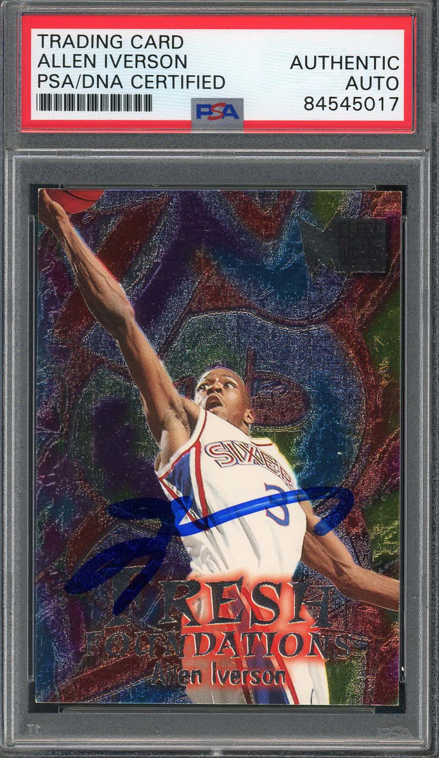 Allen Iverson Autographed 1996 Fleer Metal Signed Rookie Card #236 PSA DNA Auto