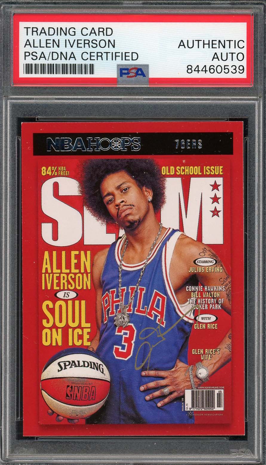 Allen Iverson Autographed 2020 Panini Hopps Slam Signed Card #1 PSA DNA
