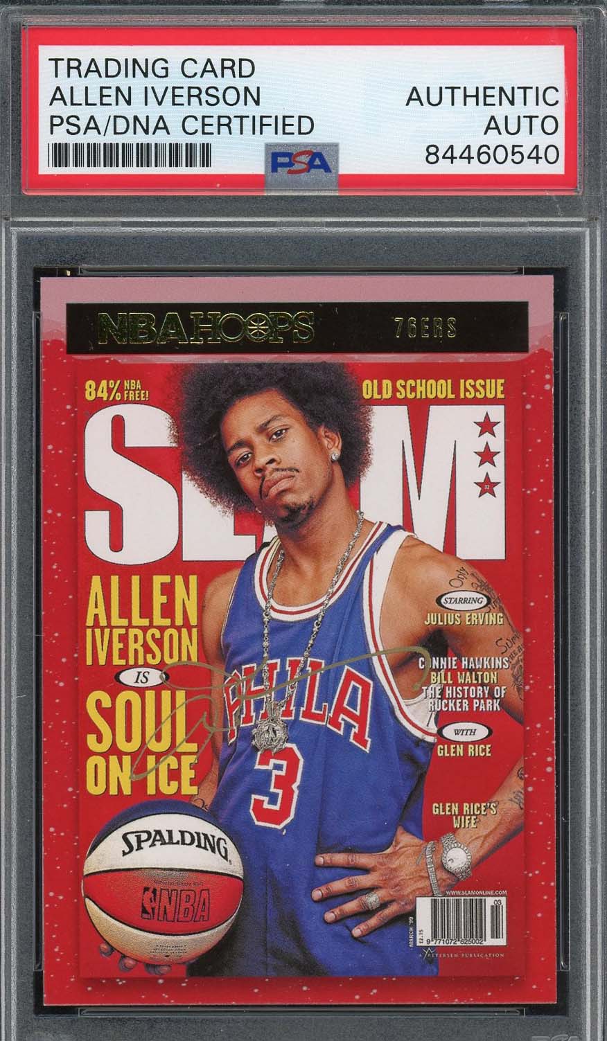 Allen Iverson Autographed 2020 Panini Hopps Winter Slam Signed Card #1 PSA DNA